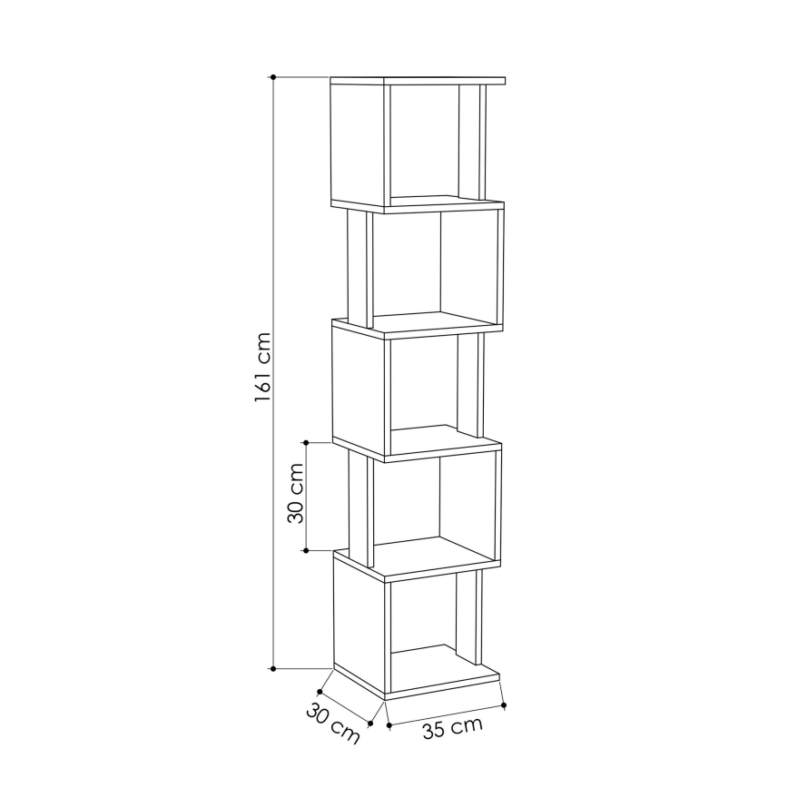 Boekenkast PIRI 161x35 cm wit/grijs