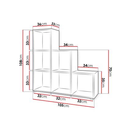 Boekenkast TRIO 108x105 cm wit