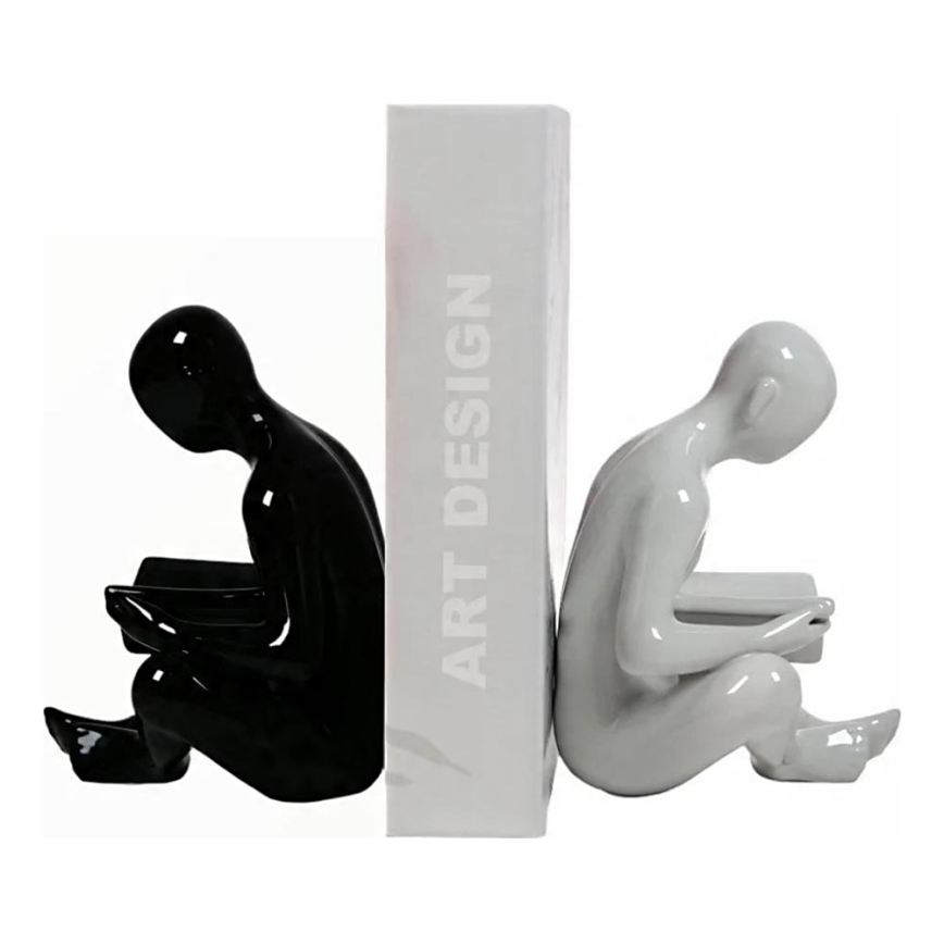Boekensteun 17,5x13x14 cm zwart/wit