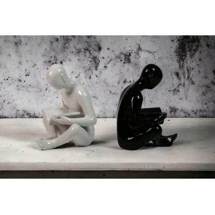 Boekensteun 17,5x13x14 cm zwart/wit