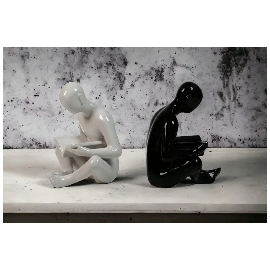 Boekensteun 17,5x13x14 cm zwart/wit