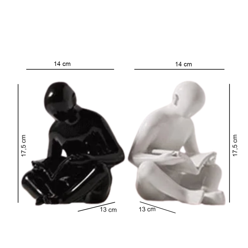 Boekensteun 17,5x13x14 cm zwart/wit