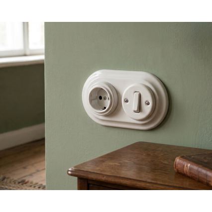 Bohemia-Design - Cadre rétro double en porcelaine, blanc
