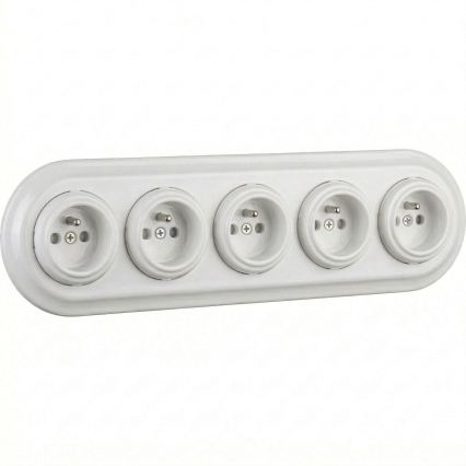 Bohemia-Design - Cadre rétro en porcelaine, 5 modules, blanc