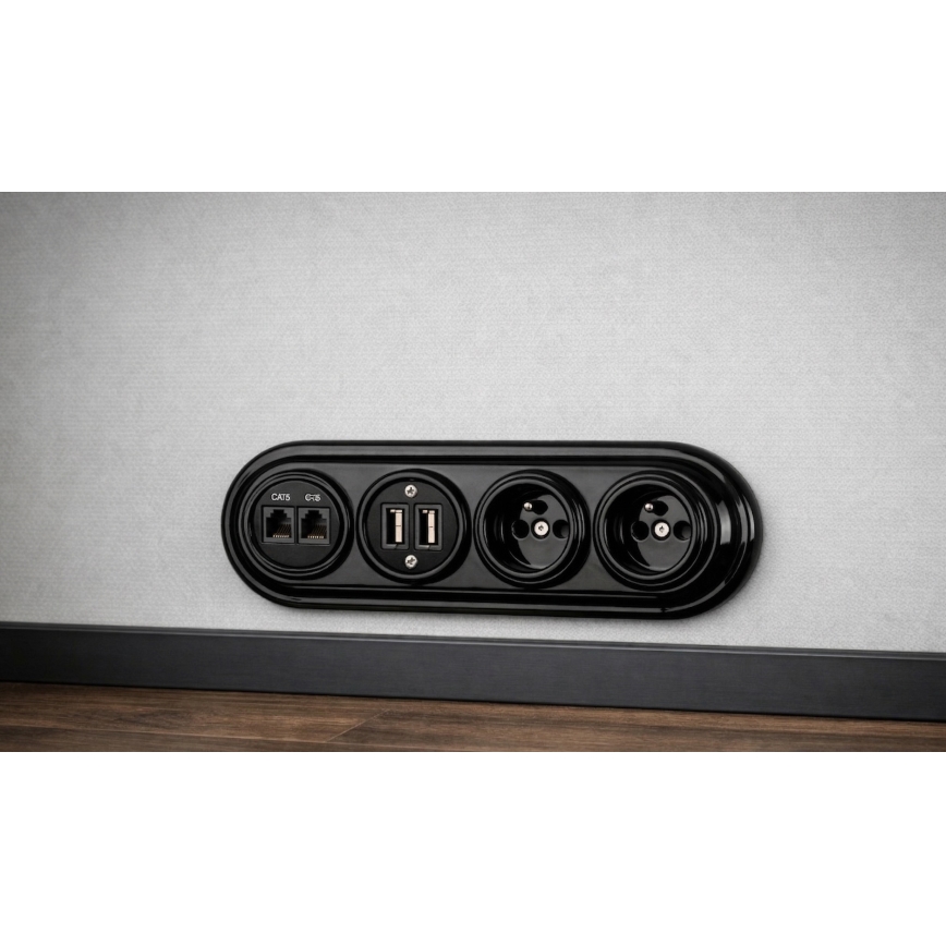 Bohemia-Design - Cadre rétro en porcelaine quadruple noir