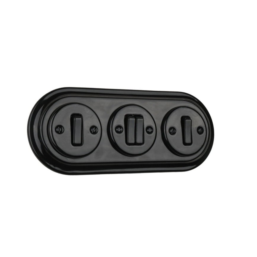 Bohemia-Design - Cadre rétro triple en porcelaine noir