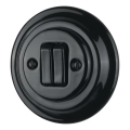 Bohemia-Design - Interrupteur double au style rétro en porcelaine avec cadre n° 6+6, noir