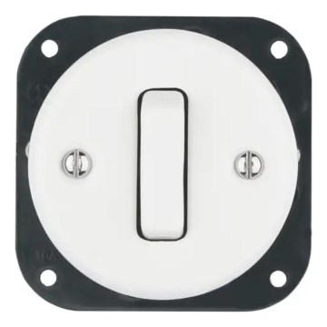 Bohemia-Design - Interrupteur rétro simple en porcelaine, sans cadre, pour sonnette, blanc