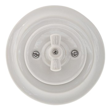 Bohemia-Design - Interrupteur rotatif rétro en porcelaine, cadre n° 7, blanc