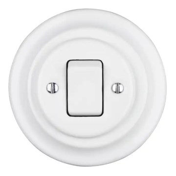 Bohemia-Design - Interrupteur simple rétro en porcelaine avec cadre n° 7, blanc