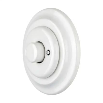 Bohemia-Design - Porseleinen retro draaibare dimmer met afdekraam 250V/10A wit