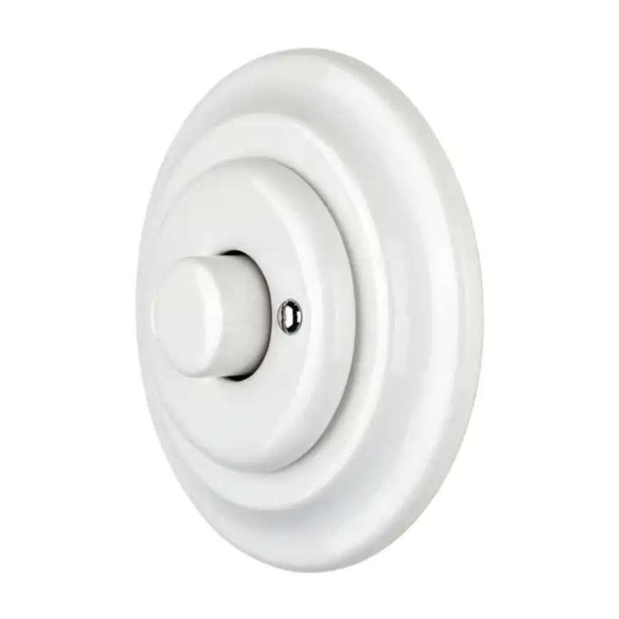 Bohemia-Design - Porseleinen retro draaibare dimmer met afdekraam 250V/10A wit