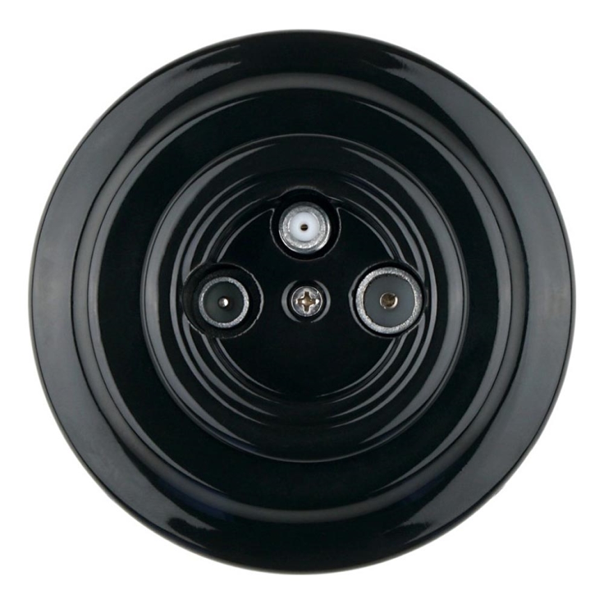 Bohemia-Design - Porseleinen retro TV/SAT-W-wandcontactdoos met afdekraam, zwart