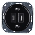 Bohemia-Design - Porseleinen retro USB-oplaadstopcontact, randloos, 2x USB-A, zwart