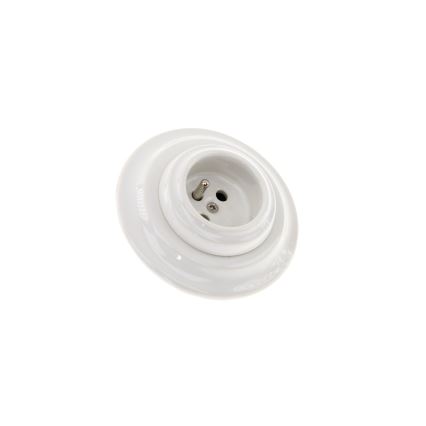 Bohemia-Design - Porseleinen retro wandcontactdoos met afdekraam 250V/16A wit