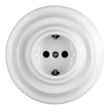 Bohemia-Design - Porseleinen retro wandcontactdoos met afdekraam SCHUKO 250V/16A wit