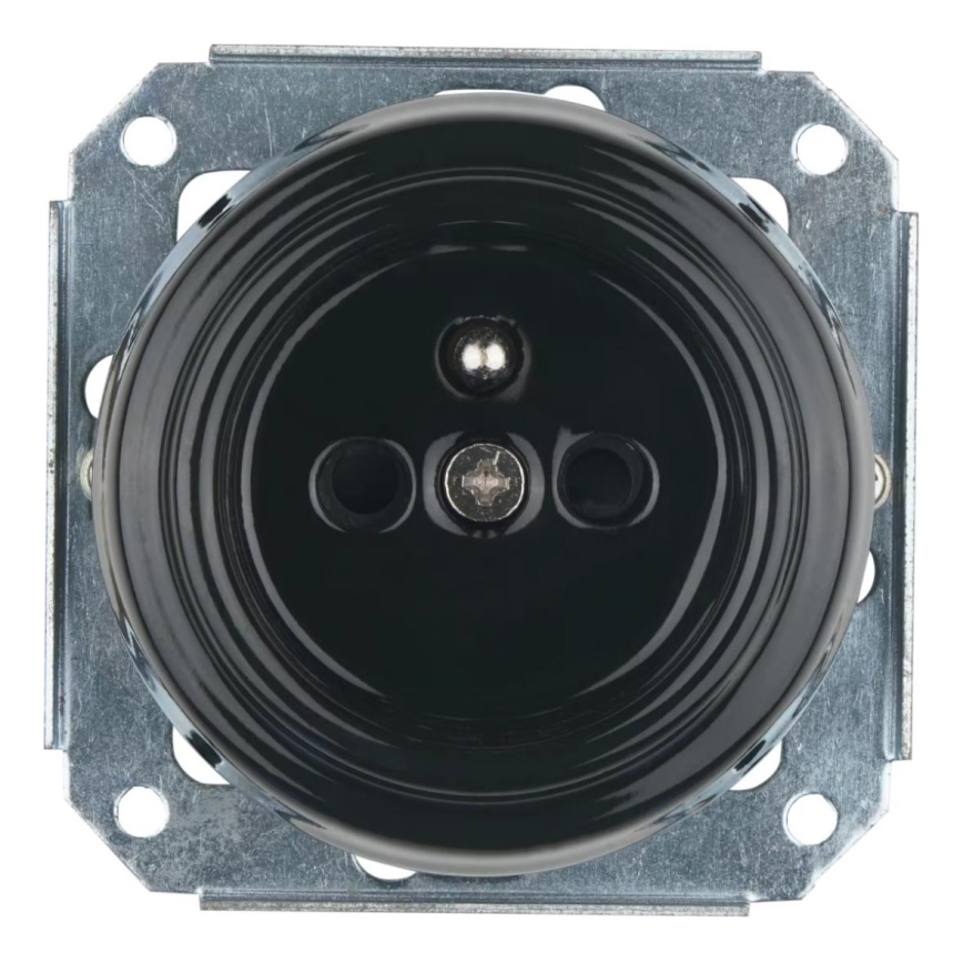 Bohemia-Design - Porseleinen retro-wandcontactdoos zonder afdekraam 250V/16A zwart