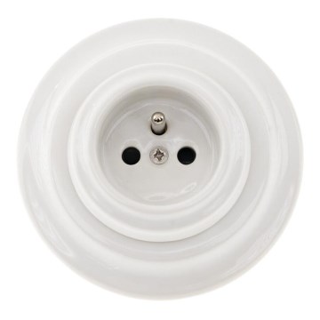 Bohemia-Design - Prise murale rétro en porcelaine avec cadre 250V/16A blanche