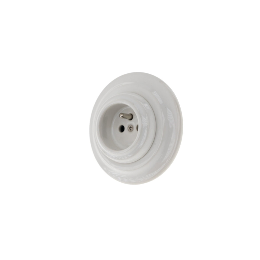 Bohemia-Design - Prise murale rétro en porcelaine avec cadre 250V/16A blanche