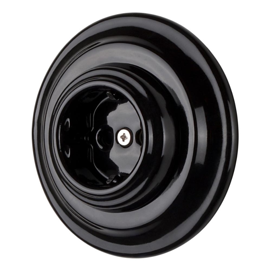 Bohemia-Design - Prise murale rétro en porcelaine avec cadre SCHUKO 250V/16A noire
