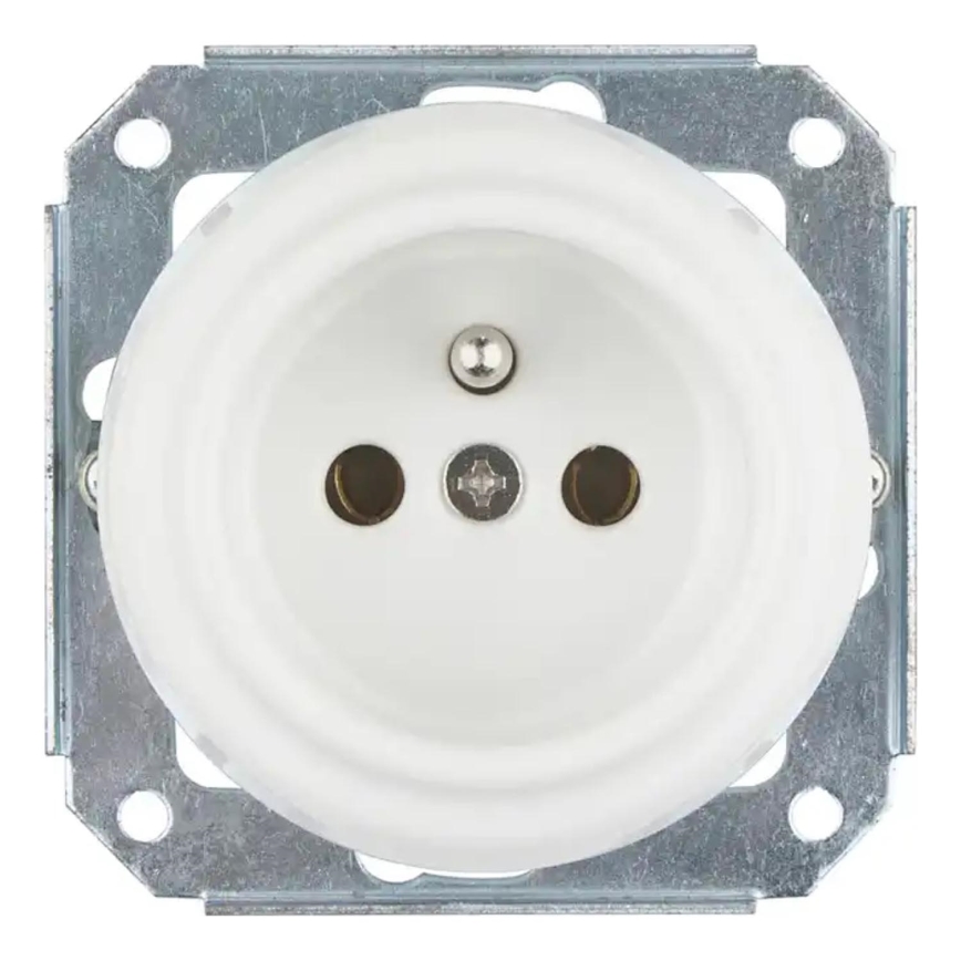 Bohemia-Design - Prise murale rétro en porcelaine sans cadre 250 V/16 A blanche