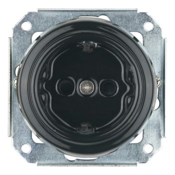 Bohemia-Design - Prise murale rétro en porcelaine sans cadre SCHUKO 250V/16A noire