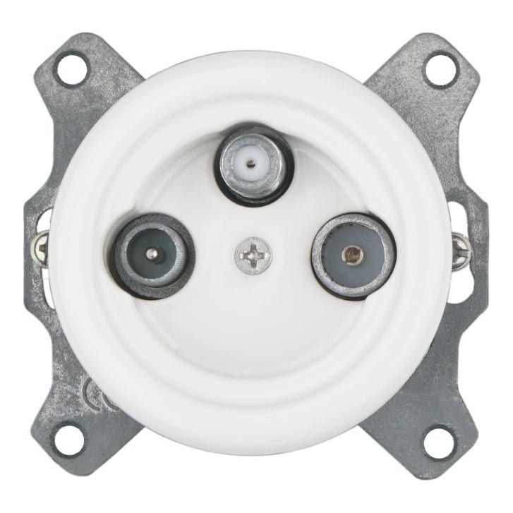 Bohemia-Design - Prise TV/SAT rétro en porcelaine, modèle W, sans cadre, blanche