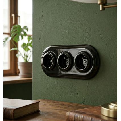 Bohemia-Design - Retro porseleinen driedelige lijst, zwart