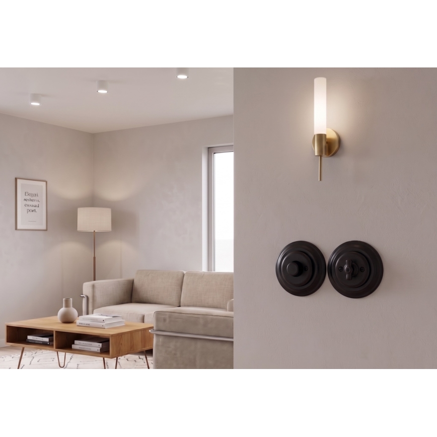 Bohemia-Design - Variateur rotatif rétro en porcelaine avec cadre 250V/10A noir