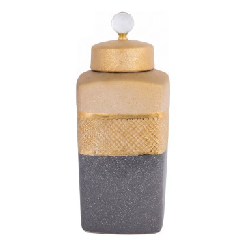 Boîte en céramique 30x14,5x14,5 cm gris/doré