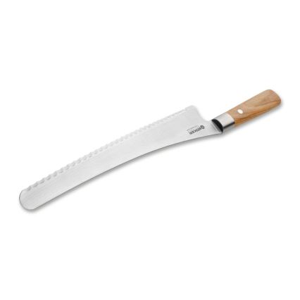 Böker - Couteau à pain en acier damassé DAMAST OLIVE 23,5 cm, manche en bois d'olivier