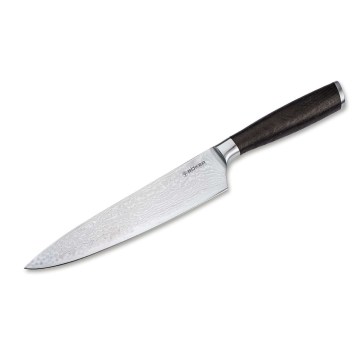 Böker - Couteau de chef en acier damassé DAMAST, lame 19,8 cm, manche en chêne