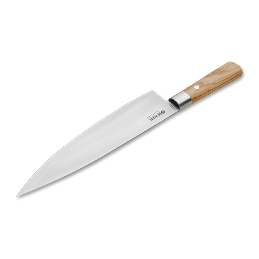 Böker - Couteau de cuisine en acier damassé DAMAST OLIVE 21,2 cm bois d'olivier