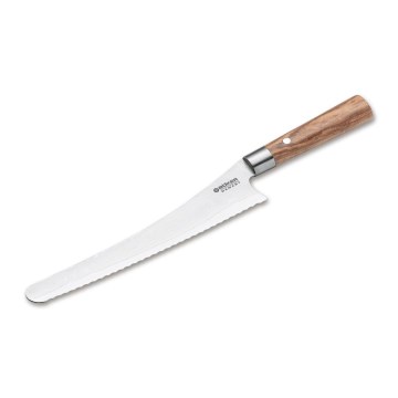 Böker - Damaststalen broodmes DAMAST OLIVE 23,5 cm olijfhout