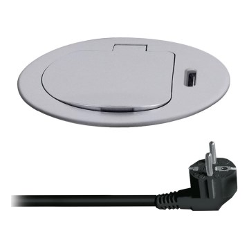 Borne de prises pour plateau de table 1x230V + USB-C Power Delivery argent/noir