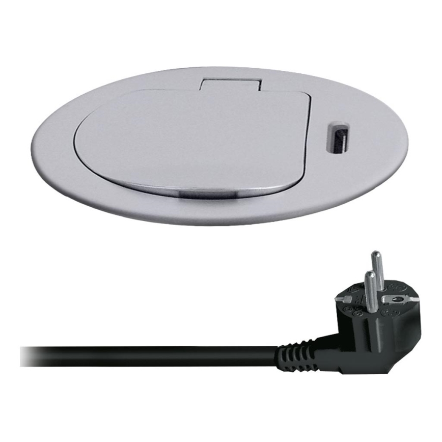 Borne de prises pour plateau de table 1x230V + USB-C Power Delivery argent/noir