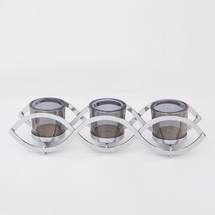Bougeoir en chrome brillant, 33 x 8 x 8 cm