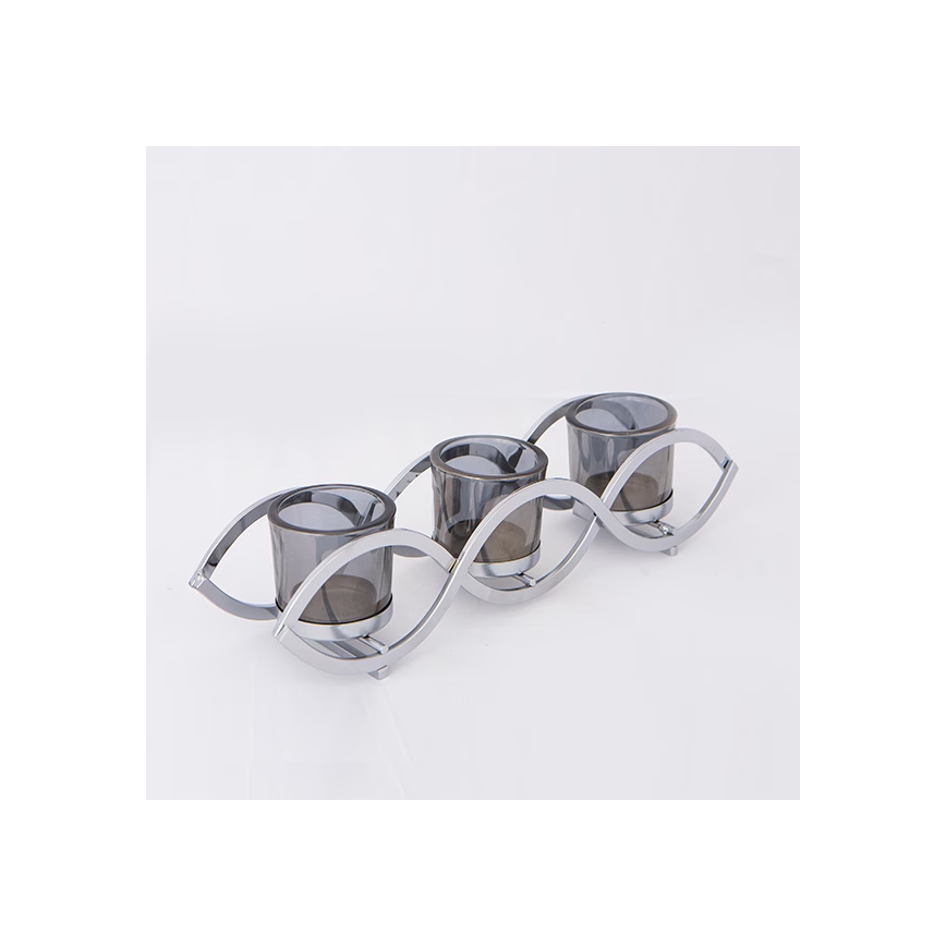 Bougeoir en chrome brillant, 33 x 8 x 8 cm