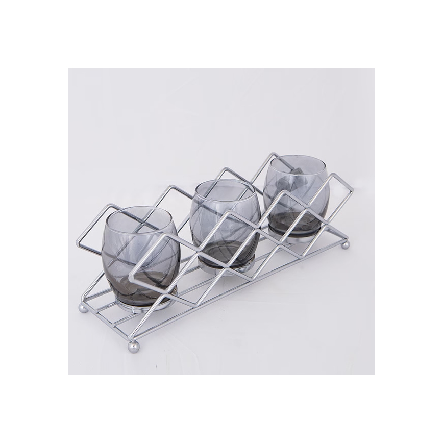 Bougeoir en chrome brillant, 33x10x11 cm
