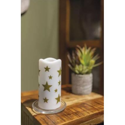 Bougie de Noël LED/3xAAA étoiles blanc chaud