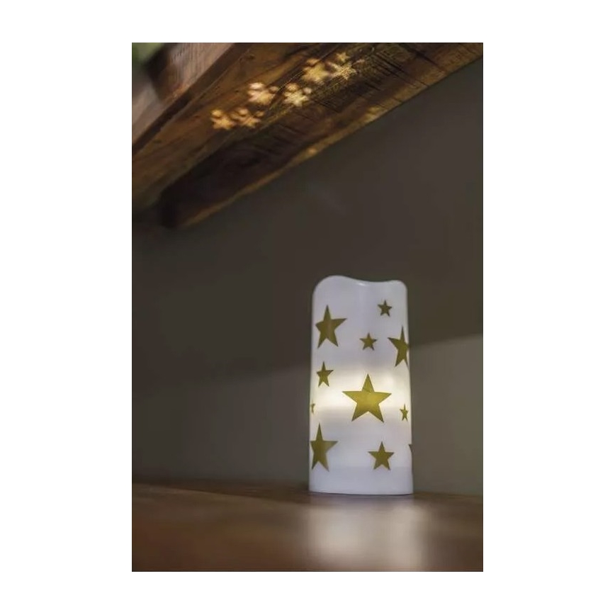 Bougie de Noël LED/3xAAA étoiles blanc chaud