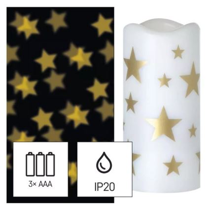 Bougie de Noël LED/3xAAA étoiles blanc chaud