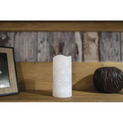 Bougie de Noël LED/3xAAA flocons de neige blanc froid