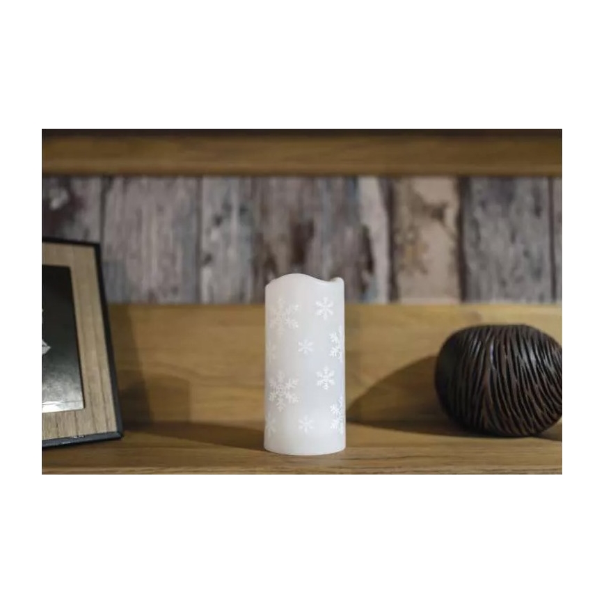 Bougie de Noël LED/3xAAA flocons de neige blanc froid