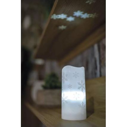 Bougie de Noël LED/3xAAA flocons de neige blanc froid