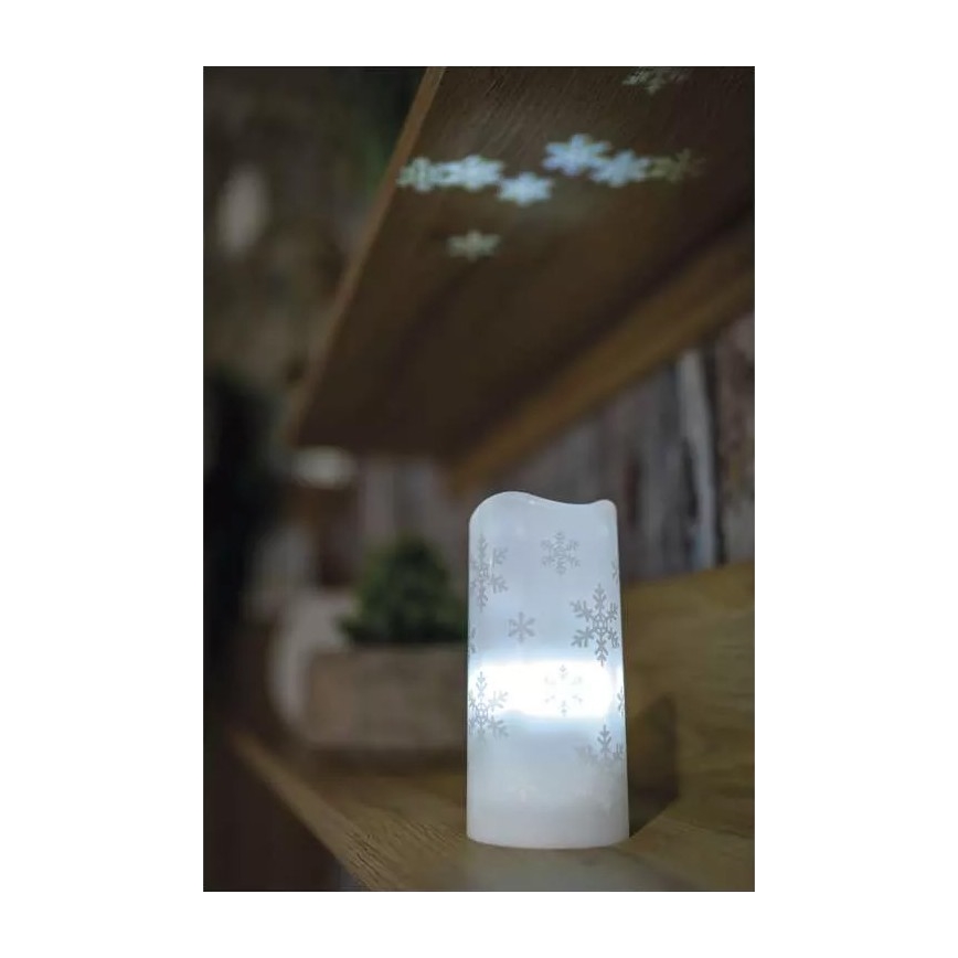 Bougie de Noël LED/3xAAA flocons de neige blanc froid