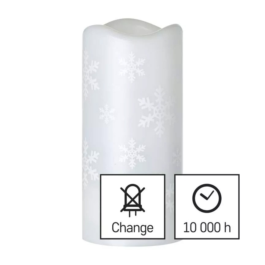 Bougie de Noël LED/3xAAA flocons de neige blanc froid