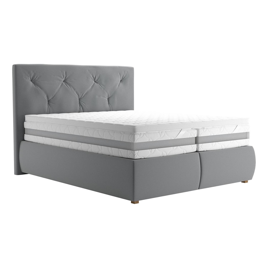 Boxspringbed met matras en topper ELEN 160x200 cm grijs