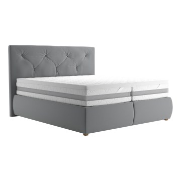 Boxspringbed met matras en topper ELEN 180x200 cm grijs