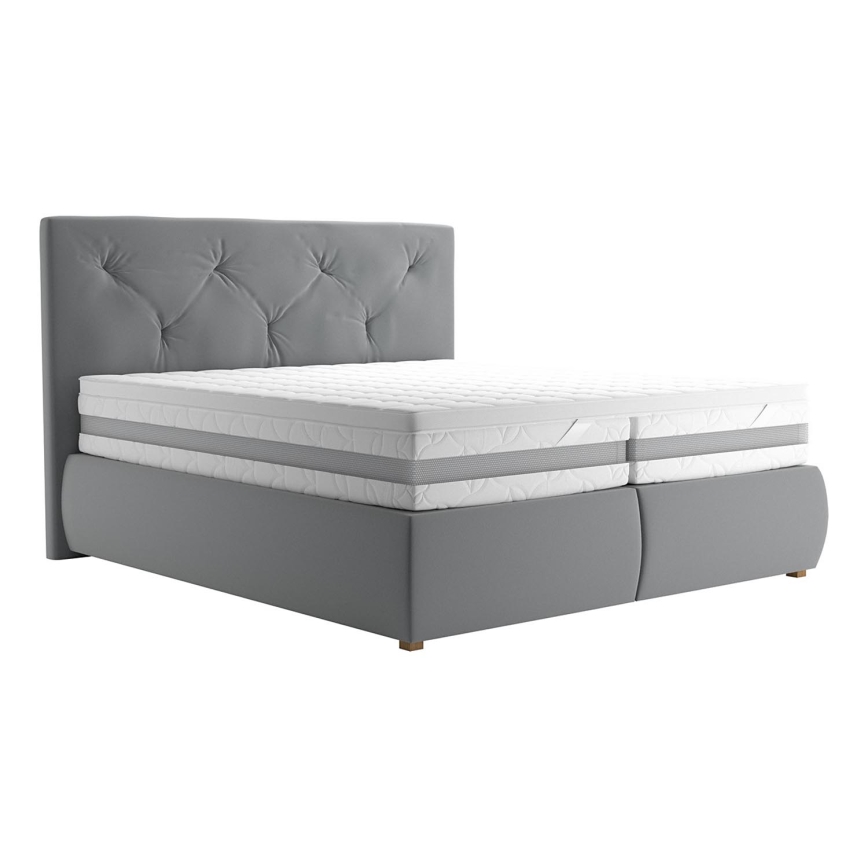 Boxspringbed met matras en topper ELEN 180x200 cm grijs